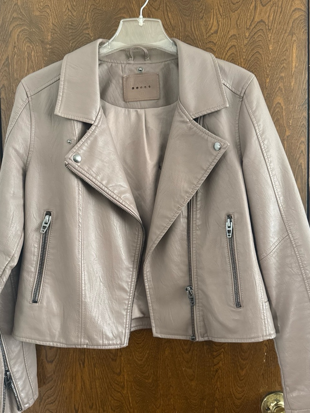 Blank NYC Biege Leather Moto Jacket